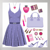 Poster Jeu de mode violet (Devant)