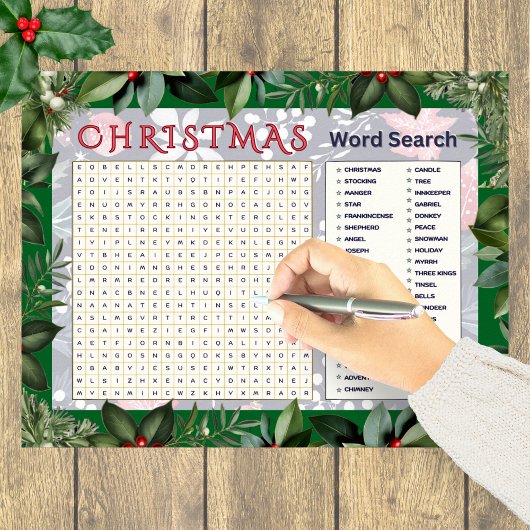 Poster Jeu de mots cachés de Noël Activité festive