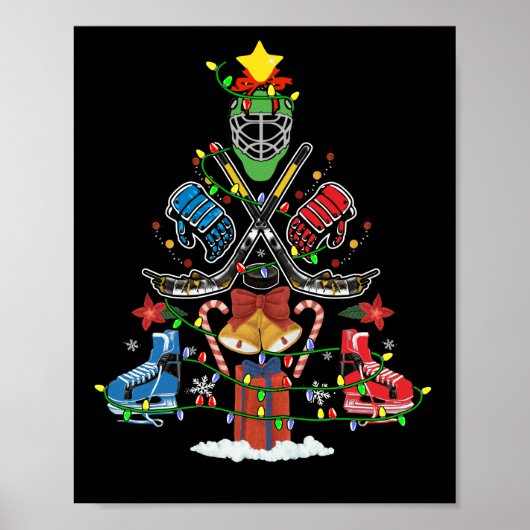 Poster Jeu de Noël de hockey sur glace Arbre de Noël Drôl (Devant)