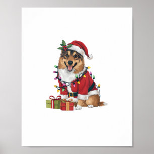Poster Jeu de Noël Éclairage Père Noël Norvégien Elkhound