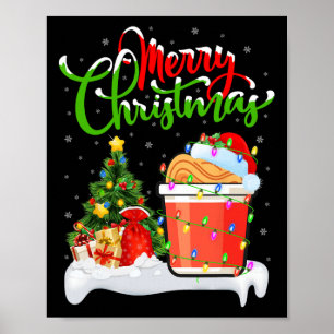 Poster Jeu de Noël Lumières Santa Hat Fast Food Cup Noodl