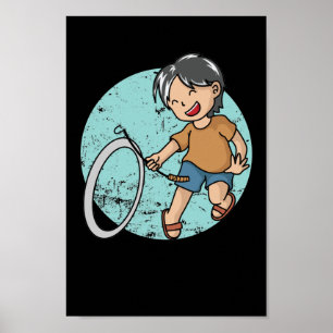 Poster Jeu de pneus de Hoop Rolling Hula-Hoop
