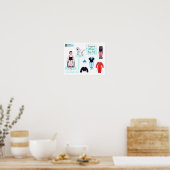 Poster Jeu de poupées papier Kady et Maxine - Lecture ou  (Cuisine)