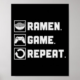 Poster Jeu de Ramen Répéter Nouilles Jeux Vidéo Console J