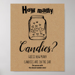 Poster Jeu de Salle de Fête de Mariage Combien de Bonbons