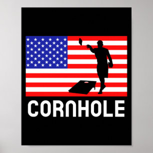 Poster Jeu de société Cornhole Hommes Femmes Drapeau amér