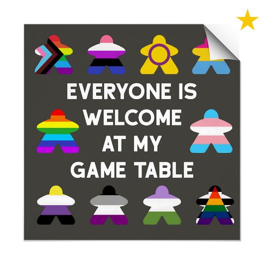 Poster Jeu de société inclusif Meeples Drapeau de la fier