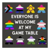 Poster Jeu de société inclusif Meeples Drapeau de la fier (Devant)