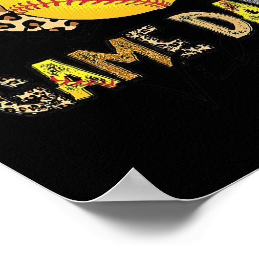 Poster Jeu de softball Vibes Leopard Softball Maman Jeu (Coin)