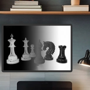 Poster Jeu de stratégie d'échecs noir et blanc