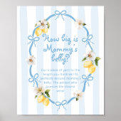 Poster Jeu de ventre Baby shower bleu et jaune (Devant)