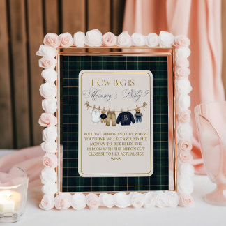 Poster Jeu de ventre de maman pour Baby Shower Luxe Ours