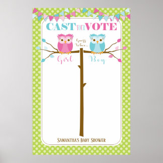 Poster Jeu de vote pour le Baby shower de révélation de g