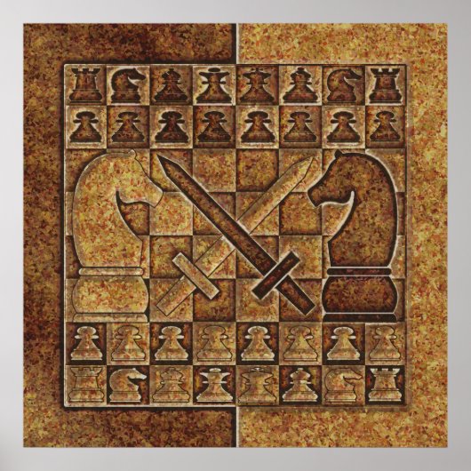 POSTER JEU D'ÉCHECS EN PIERRE (Devant)