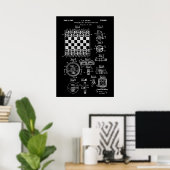 Poster Jeu D'Échecs Et De Vérificateur Brevet (Bureau à domicile)