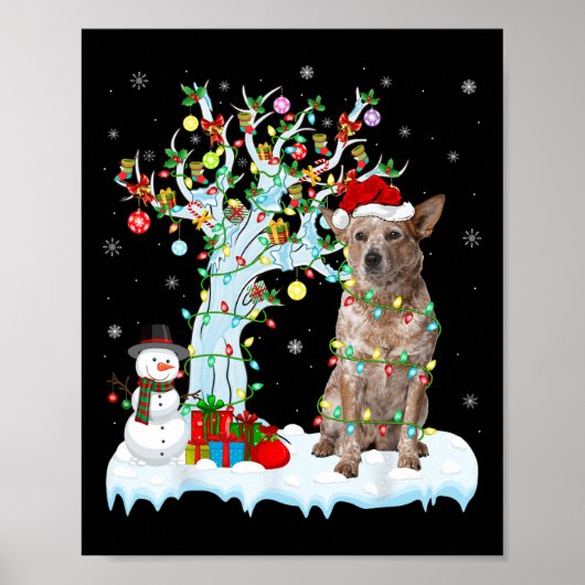 Poster Jeu d'éclairage Santa Hat Chien de bétail australi (Devant)