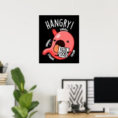 Poster Jeu d'estomac factice Hangry Funny BG Dark (Bureau à domicile)