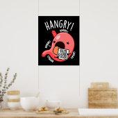 Poster Jeu d'estomac factice Hangry Funny BG Dark (Cuisine)