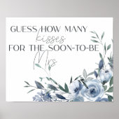 Poster Jeu Devinez combien de baisers Fleurs Bleu Poussié (Devant)