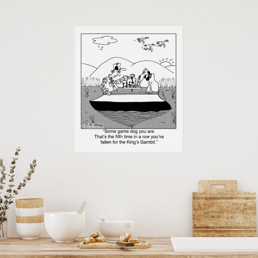 Poster Jeu Dog Joue aux échecs (Cuisine)