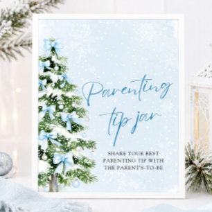 Poster Jeu du pot à conseils de parenting avec un sapin d