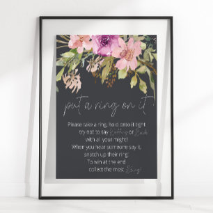 Poster Jeu Dusty Pink Purple Floral Mets un Anneau dessus