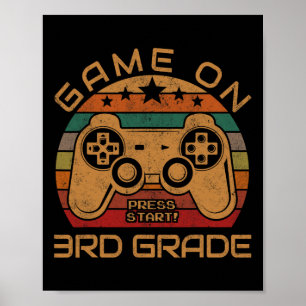 Poster Jeu en 3e année Premier Jour Jeu cadeau Retour à S