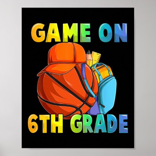 Poster Jeu En 6E Année Premier Jour De L'École Basketball (Devant)