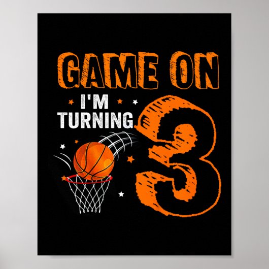 Poster Jeu Enfants Sur I'm Turning 3 Basketball 3ème anni (Devant)