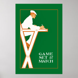 Poster Jeu et match, arbitre de tennis rétro