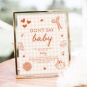 Poster Jeu Fall Orange Gingham Cutie Pie Ne dis pas Bébé