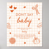 Poster Jeu Fall Orange Gingham Cutie Pie Ne dis pas Bébé (Devant)