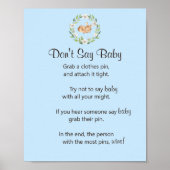 Poster Jeu Floral Sleeping Deer Boy "Don't Say Baby" (Devant)