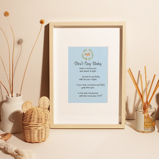 Poster Jeu Floral Sleeping Deer Boy "Don't Say Baby"