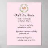 Poster Jeu Floral Sleeping Deer Girl "Don't Say Baby" (Devant)