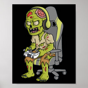 Poster Jeu Halloween Zombie Scary Gamer Garçons Enfants A