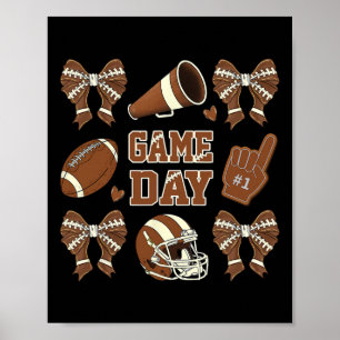 Poster Jeu Jour Football Coquette Bow Football Maman Femm