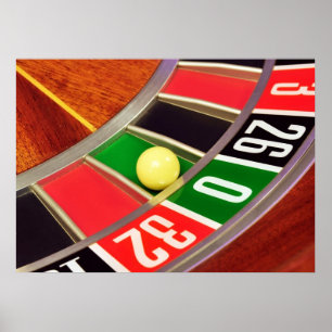 Poster jeu nul de nombre de boule de roue de roulette de