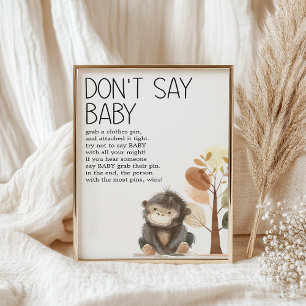 Poster Jeu pour Baby Shower : Les bébés animaux de la nur