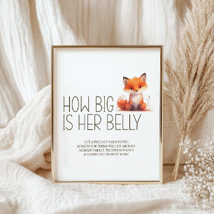 Poster Jeu pour Baby Shower 'Petit Renard Gros Ventre'