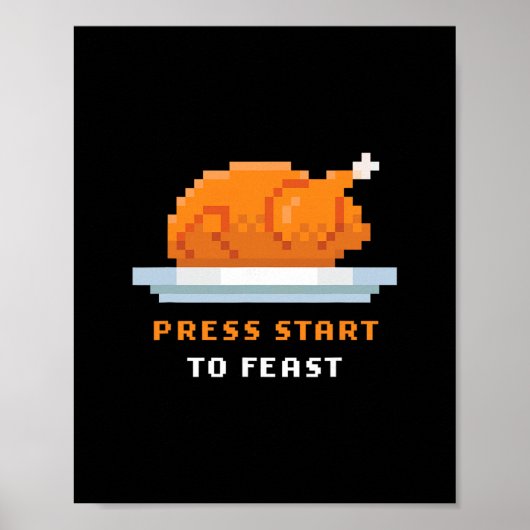 Poster Jeu Rétro Arcade Pixelisé Dinde – Appuyez sur Star (Devant)