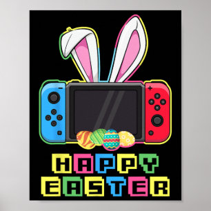 Poster Jeu Vidéo Bunny Pâques Funny Gaming Controller Ga