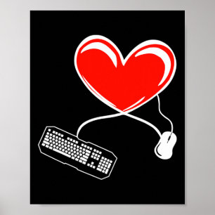 Poster Jeu Vidéo Clavier Et Souris De Gamer Coeur Jeu L