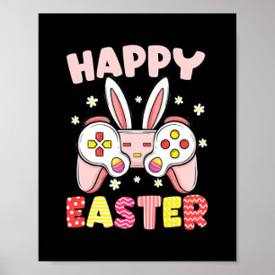 Poster Jeu Vidéo Contrôleur Bunny Gamer Joyeux Pâques