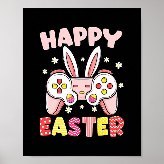 Poster Jeu Vidéo Contrôleur Bunny Gamer Joyeux Pâques (Devant)