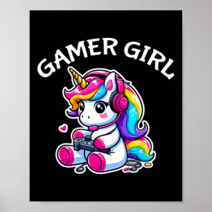 Poster Jeu Vidéo Cute Jeu Unicorn Gamer Girl 1