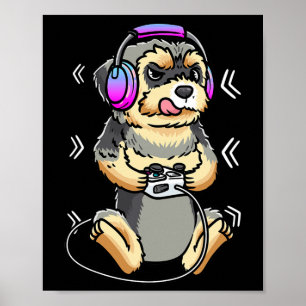 Poster Jeu vidéo de chien Morkie Console de jeu Joueur