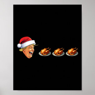Poster Jeu vidéo de Noël Trump Visage Mangeant la dinde J