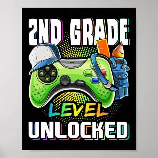 Poster Jeu vidéo déverrouillé de 2e année Ck à l'école B (Devant)