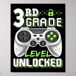 Poster Jeu vidéo déverrouillé de 3e année à l'école